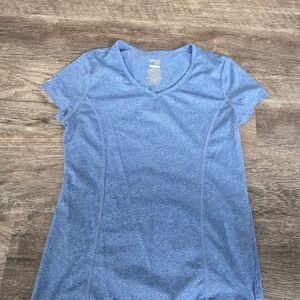 Danskin Light Blue V-Neck Short Sleeve Top